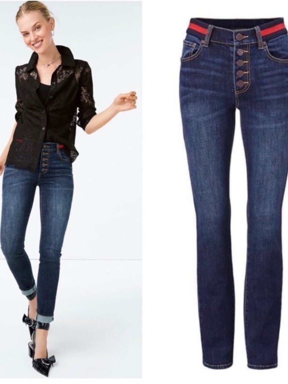 Cabi #3751 Button Fly Skinny Size 6